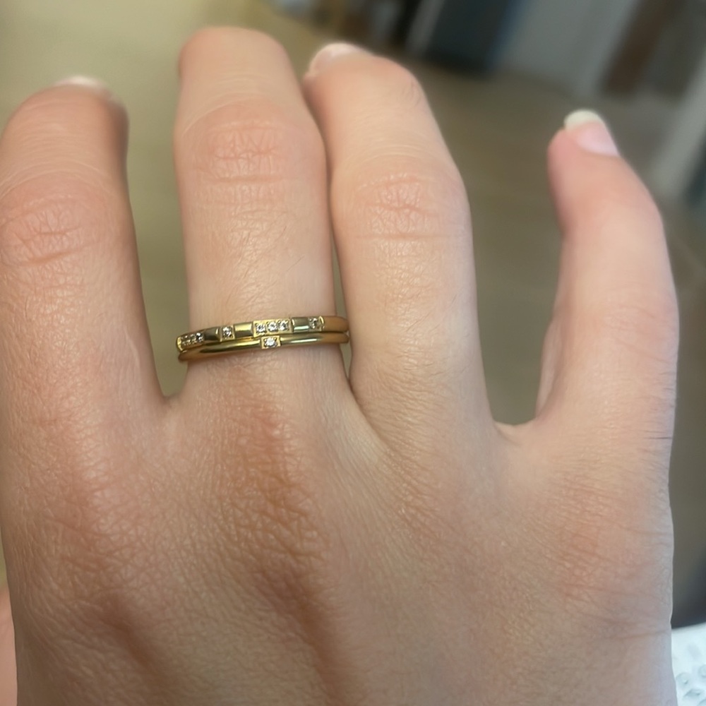 18k gold minimalist stacking rings size 6